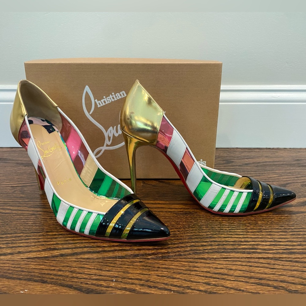 Christian Louboutin | BANDY 100 PAT/KID/SPEC/PVC, Sz 9B, GUC